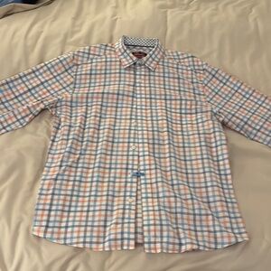 Johnston & Murphy Casual Blue and Orange Button Down Shirt